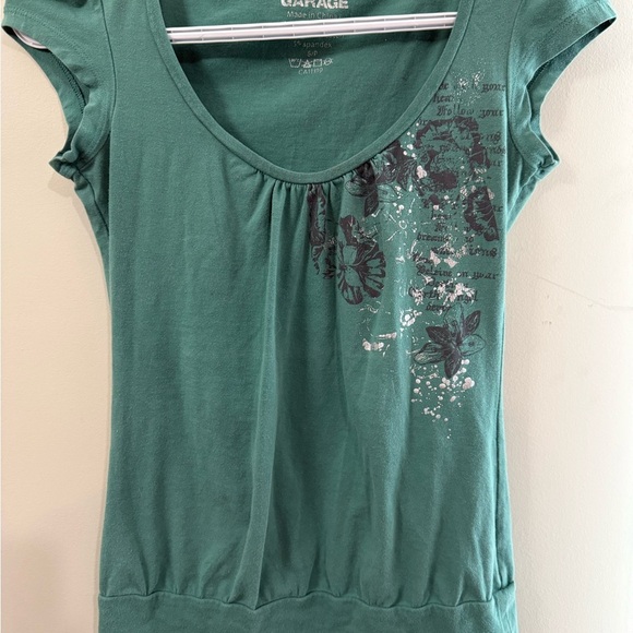 Garage Green Fitted Cap Sleeve Tee - Picture 1 of 2